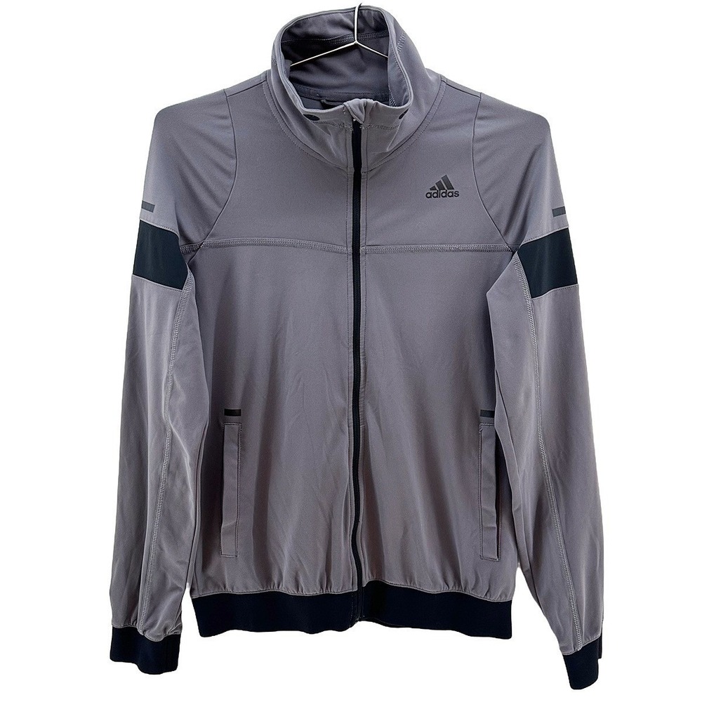 ADIDAS Climalite Full Zip Running Track Jacket • Small •‎ gray, black